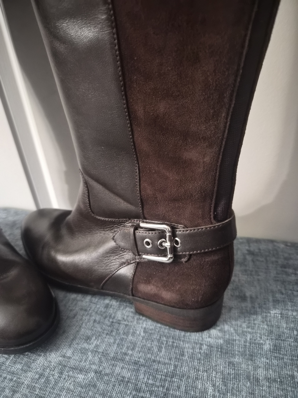 Marc Fisher Tall Leather & Suede Riding Boots in Dark Brown - Picture 5 of 12